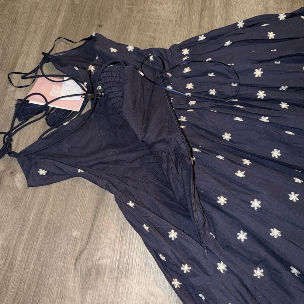 En Saison Nara Cotton Embroidered Tie-Strap Midi Dress - Picture 13 of 16